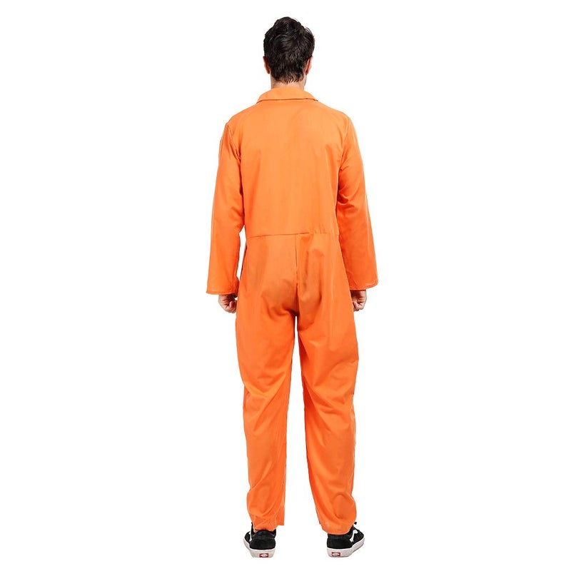 ReneeCho Orange Prisoner Jumpsuit Jailbird Costume Men Adult Halloween Inmate Onesie - Image 2